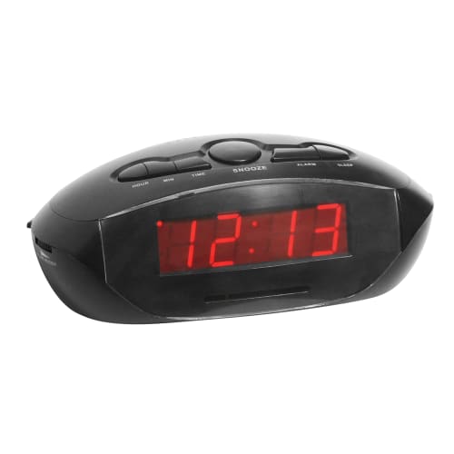 GuestSupply EE. UU. Reloj Despertador Sonnet R 1695 con Luz LED y Cable de Entrada Auxiliar para iPhone iPod Mp3 y Pantalla Roja de 0.9 in Negro